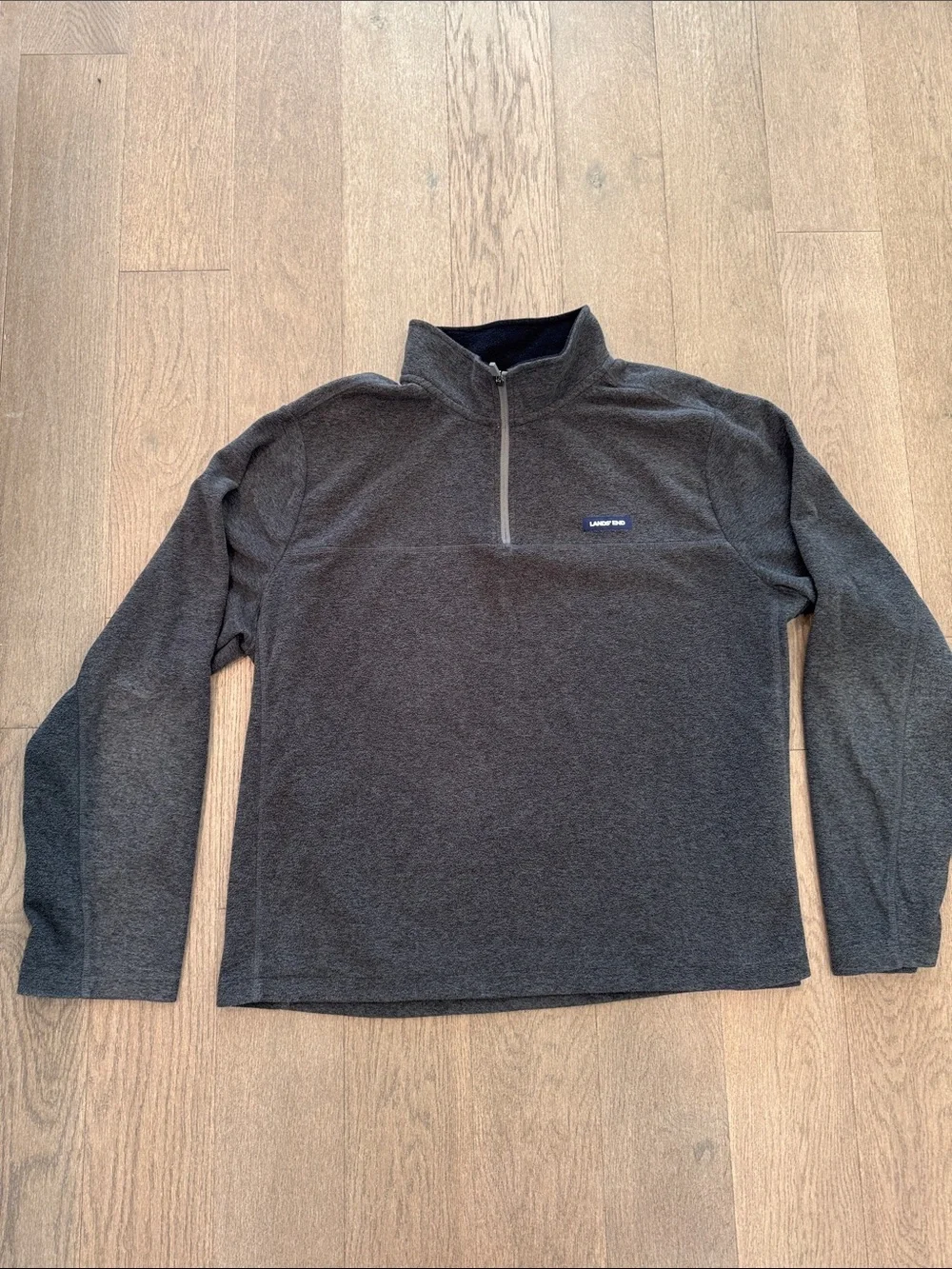 Lands’ End Fleece Quarter Zip Anyweather‎ Pullover Men’s XL High Collar Gray